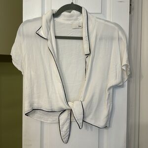 Wilfred White Tie Top with Black Accent